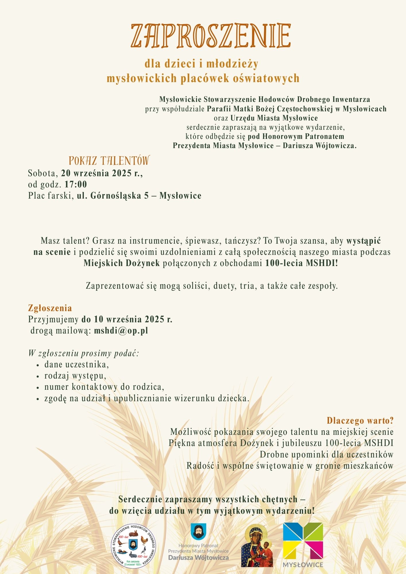 Zaproszenie na pokaz talentów
