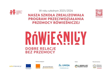 Udział klas 7 i 8 w ogólnopolskim programie profilaktycznym RÓWIEŚNICY 